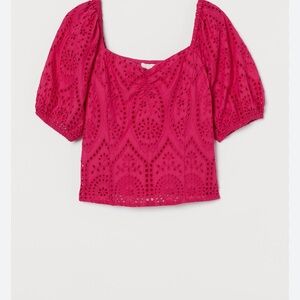 H&M Vibrant Pink Eyelet Blouse